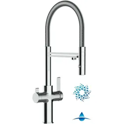 4 Wege Wasserhahn Küchenarmatur, FC, mit 360° schwenkbarem Auslauf, abnehmbare 2 strahl Handbrause, Verchromt