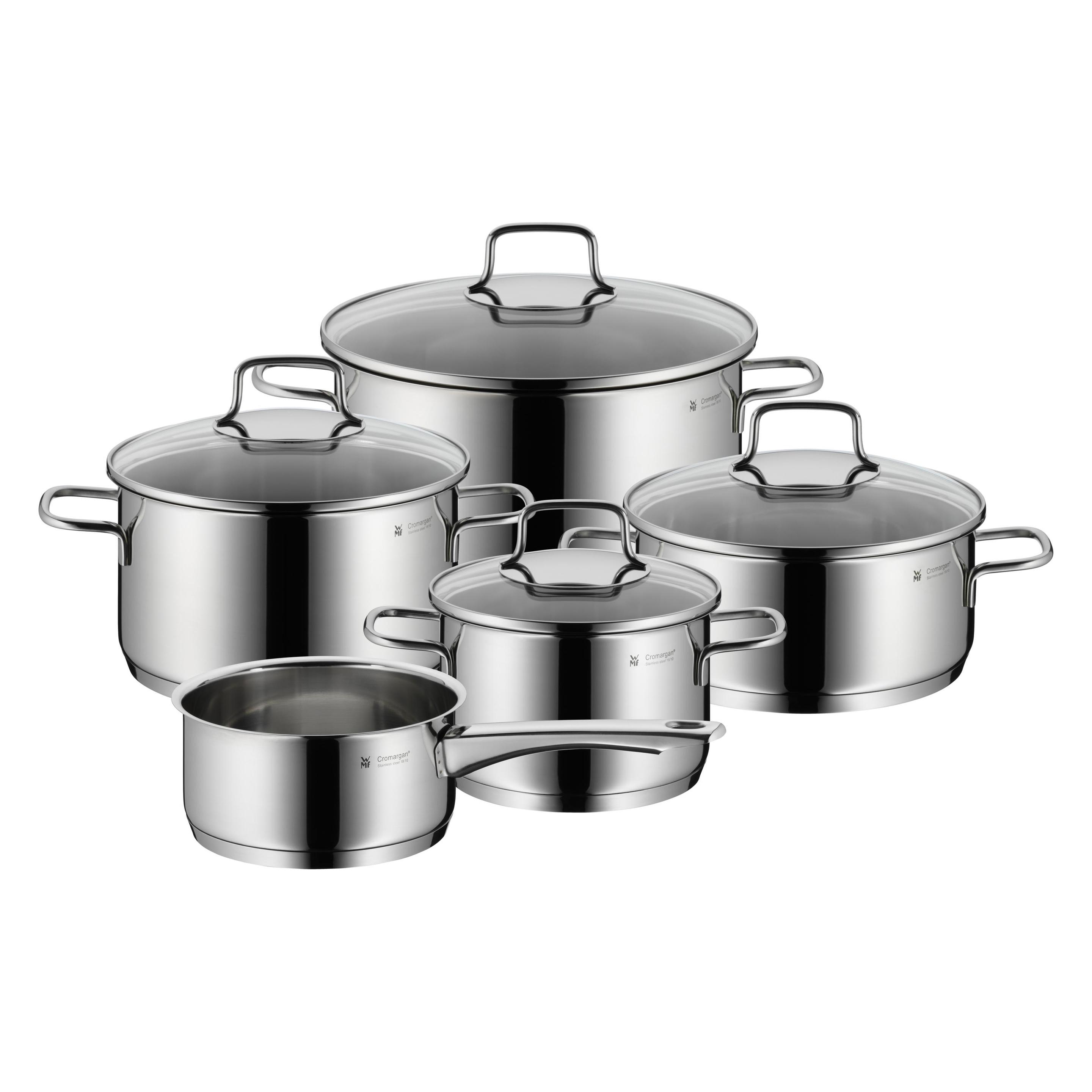 WMF Astoria Topf-Set 9-teilig, Edelstahl, Cromargan Spiegelglanzpoliert (07.8055.6040)