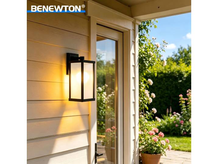 Applique murale extérieure étanche IP55 en aluminium noir E27, luminaire moderne pour porche, jardin, patio, balcon, décoration, installation facile