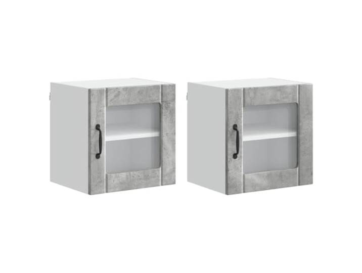 IBUQDDV Wandglas-Schrank Lucca 2 STK. Betongrau Holzwerkstoff Geschirrspüler-Paneel, rechteckig, Innenbereich, Holzwerkstoff-Rahmen, minimalistische Küchenfront