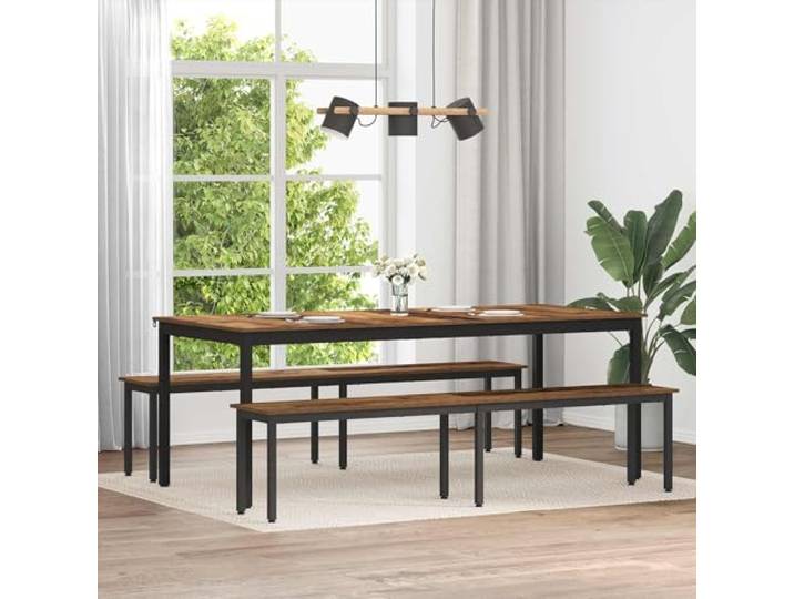 VIHHQGC Sitzbank Holzwerkstoff 200x35x45 cm mit Metallbeinen Rechteckige Sitzbank, robuste Metallbeine, pflegeleichte Oberfläche, für Esszimmer und Wohnzimmer