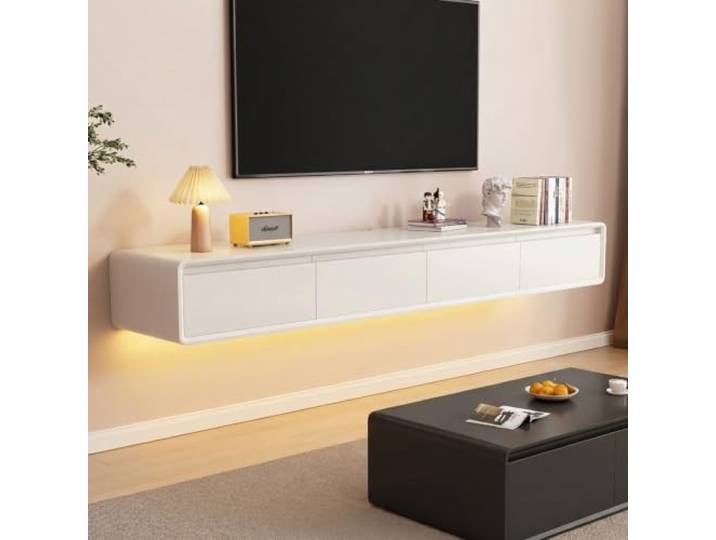 MIMRTIMI TV Schrank Hängend TV Lowboard Schwimmender TV-Hängeschrank Türen in Medien-Wandeinheit für Wohnzimmer und Büro
