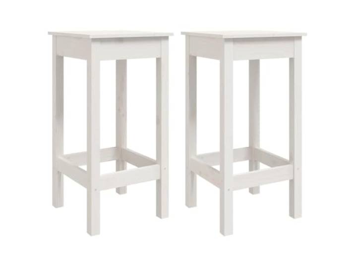 Todiikf Barstühle 2er Set Weiß 40x40x78 cm Massivholz Kiefer Hocker Rückenfreie Bistro- und Küche-Holzhocker im rustikalen Landhausstil, platzsparend unter die Arbeitsplatte verstaut.