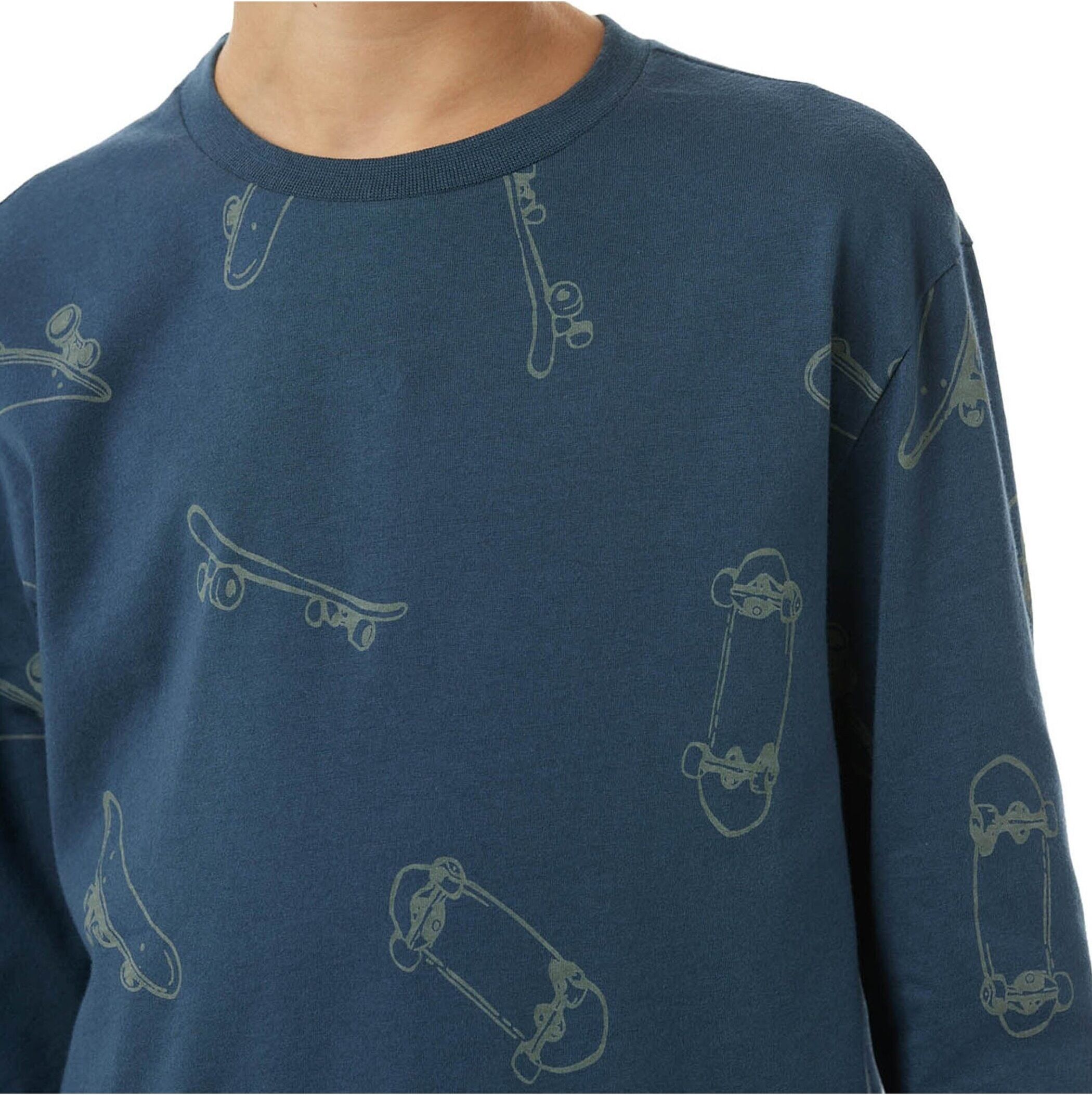 Schlafanzug SCHIESSER "Pyjama Nightwear Jungs Skateboards", Herren, Gr. 104, blau, Obermaterial: 100% Baumwolle CO., Homewear-Sets Schlafanzug