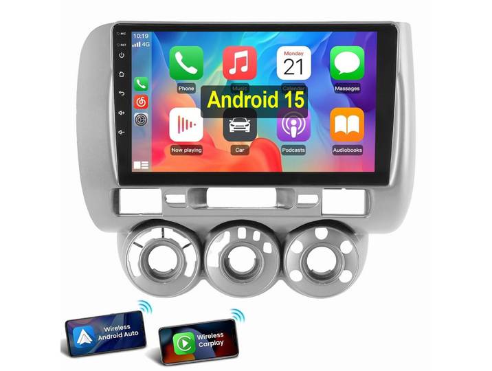 ESSGOO Für Honda Jazz Fit 2002-2007 Android 15 Carplay Android Auto Autoradio (RDS, Digitalradio (DAB), FM, AM, Carplay Android Auto Navi WIFI BT SWC)