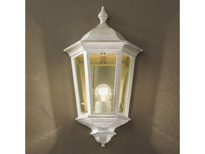 ORION Aussenwandleuchte Puchberg, dimmbar, weiß / opal, Aluminium, Antik, Wandleuchte außen