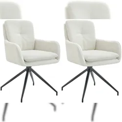 CLP 2er Set Esszimmerstühle Pickett Stoff creme