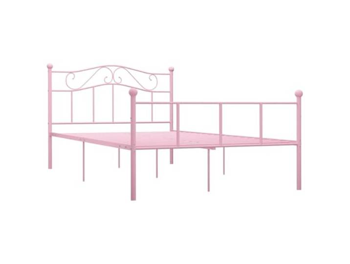 vidaXL Bettgestell Bett Metallbett Schlafzimmerbett Doppelbett Bettrahmen Schlafzimmermöbel Ehebett Lattenrost Rosa Metall 140x200cm