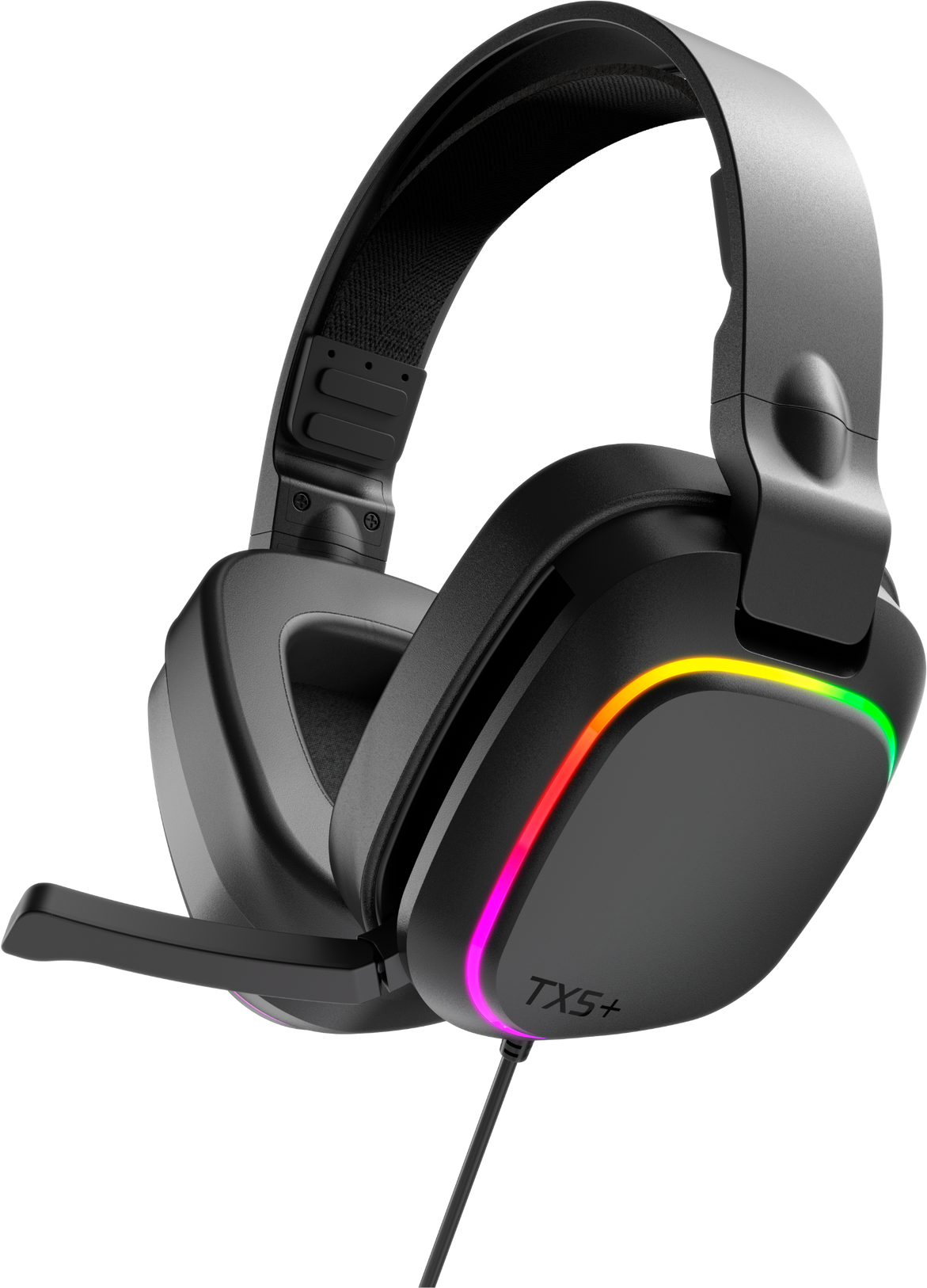 Gioteck TX5+ RGB Wired Gaming Headset for Multiplatform Gaming Audio with 40 mm Stereo Drivers, Flip-to-Mute Microphone, and Multizone RGB Lighting