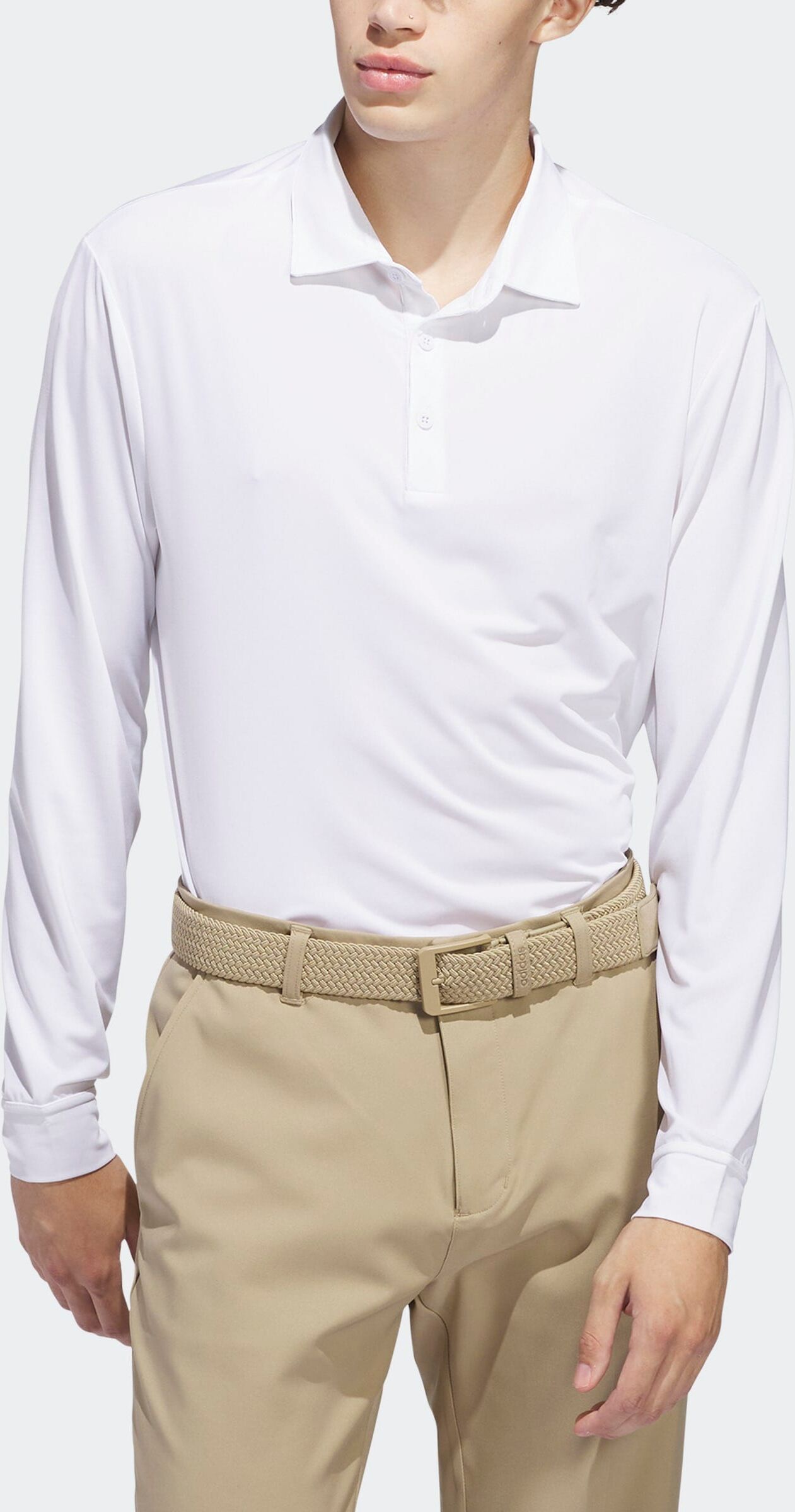 Poloshirt ADIDAS PERFORMANCE "LANGÄRMELIGES", Herren, Gr. M, weiß, Obermaterial: 88% Polyester, 12% Elasthan, Shirts Poloshirt weiß M
