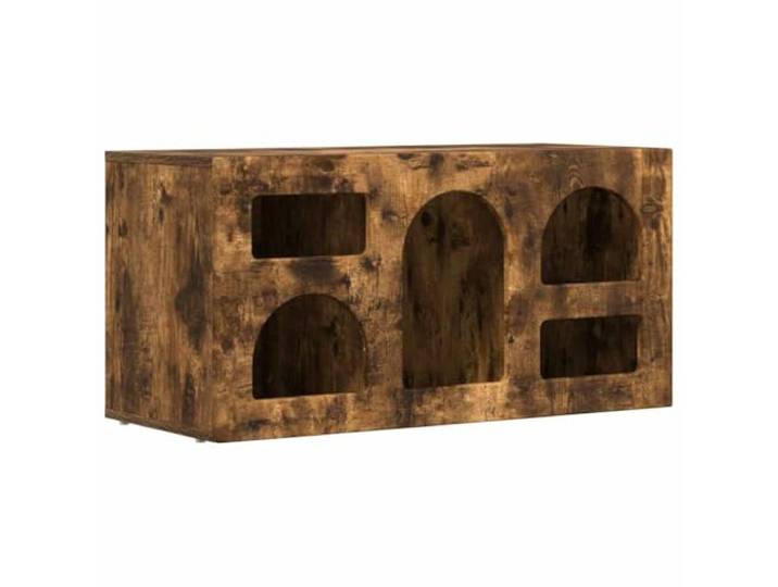 Roanoer TV-Schrank Geräucherte Eiche 80x35x40 cm Holzwerkstoff Lowboard Kompakter Fernsehtisch mit 5 Fächern für Wohnzimmer und Schlafzimmer, bietet strukturierten Platz für Media-Geräte.