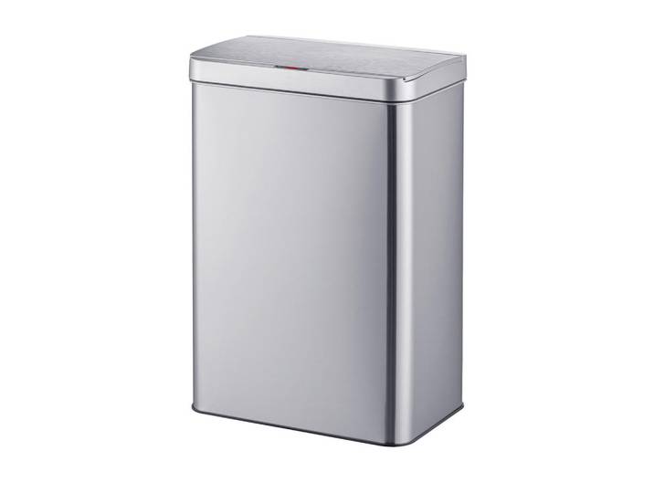Relaxdays Mülleimer Silber Edelstahl Sensor 50 L, Silberfarben, Metall, Kunststoff, 42x53.5x27 cm, Badaccessoires, Abfalleimer