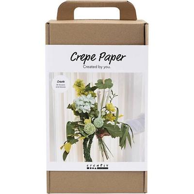 Creativ Company Maxi Kreativ Set Krepppapier, Blumenstrauß, Hellgrün, Dunkelgrün, Pastellgrün, Weiß