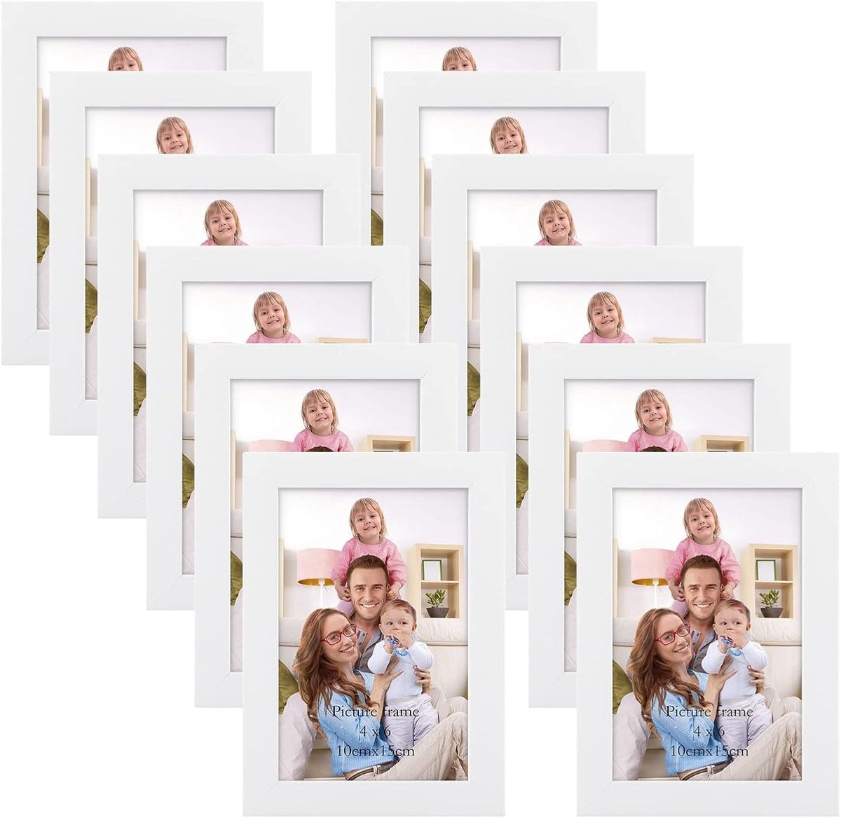 SnelShoppen Set van 12 Moderne Fotolijsten Wit - Fotolijsten Collage voor Muur of Tafel - 10x15 cm