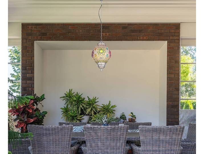 Suspension Gelasius Ø 27cm Multicolore Métal argenté, cristal acrylique LED E27