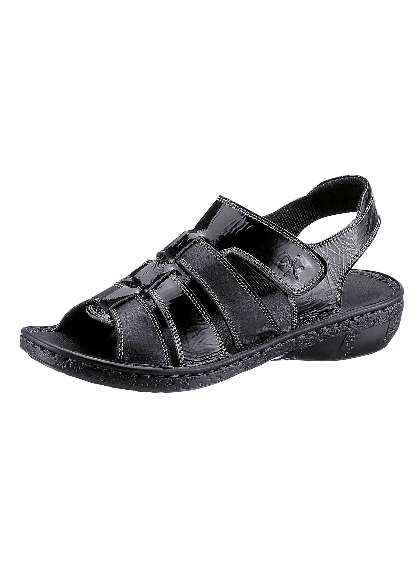 Sandale, Damen, Gr. 36, schwarz, Glattleder, Schuhe Sandale