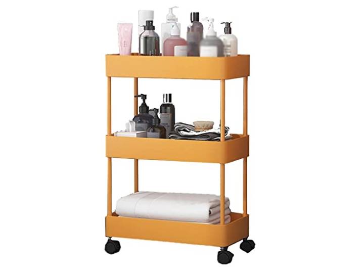 ROHCGHC Rollwagen, Schmaler Wagen Rollen Bad Küche Waschküche Aufbewahrung(/Yellow,3 Tier)