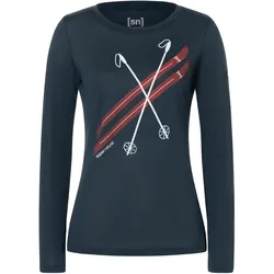 Super Natural, Damen, Funktionsshirt, Women's Kryssede Ski L/S (M), Mehrfarbig, Blau