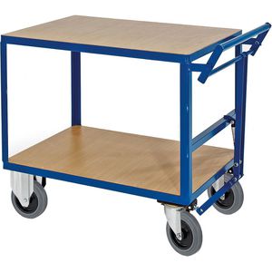 Rollcart Tischwagen T06-7528, aus Metall & Holz, mit Totmannbremse & 2 Etagen, 1200 x 800mm