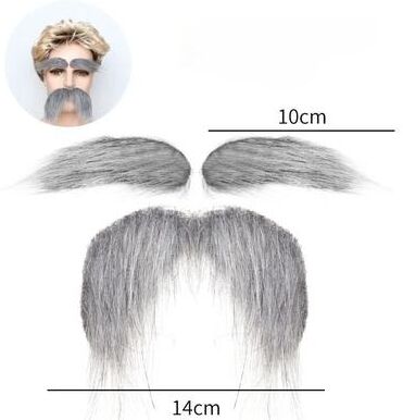 Inspired Living Self Adhesive Fake Mustache And Eyebrow Costume Set gray