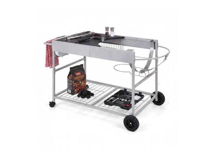 KOMFOTTEU Rollwagen, Grillwagen Servierwagen mit Arbeitsfläche & Deckelhalter