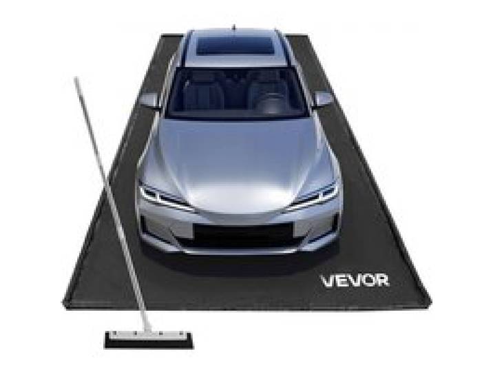 VEVOR Auffangmatte PVC-Garagenbodenmatte rutschfest (2,4 x 5,5 x 0,03 m) mit Abziehbesen, strapazierfähiger & wasserdichter Auffangschutz Bodenschutz vor Schnee Regen Schlamm, Garagenmatte Schwarz