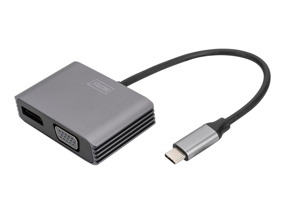 Digitus USB-C naar DisplayPort en VGA grafische adapter, 4K UltraHD, Grijs