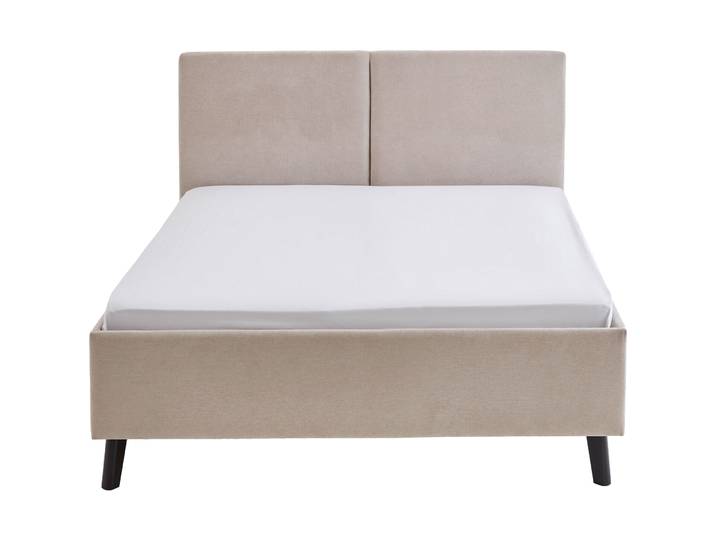 Polsterbett Kopfteil mit teifem Einzug mittig, 140x200 cm - Farbe: beige - Material: Stoff - 14