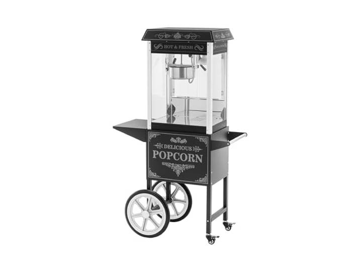 Royal Catering Popcornmaschine mit Wagen Retro-Design 1500 W 195/235 °C 2 Temperaturen für süßes und salziges Popcorn schwarz Popcornmaker