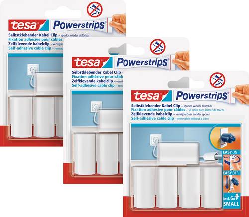 Tesa POWERSTRIPS Kabel-Clips Weiß Inhalt: 15St.
