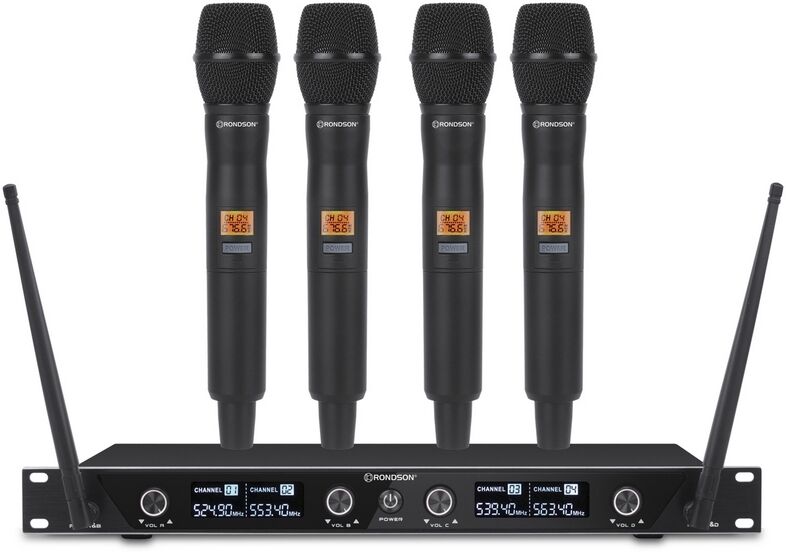 Rondson - BE-1040 4 Microphones Système de présentation sans fil pour professionnels – idéal pour tous types de représentations.
