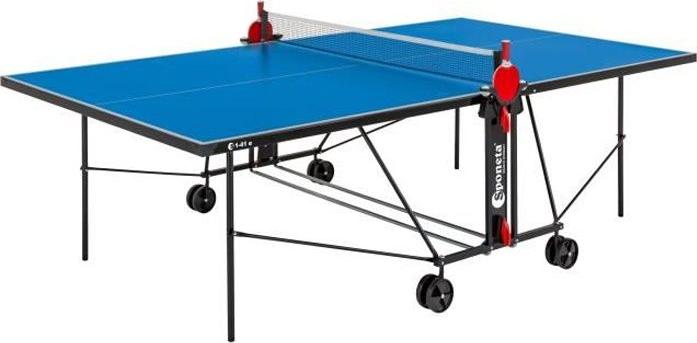 Tischtennisplatte, SPONETA Compact, Außenbereich, Blau und Schwarz, 25mm Stahlrohre, Melaminplatte, Inkl. Netz