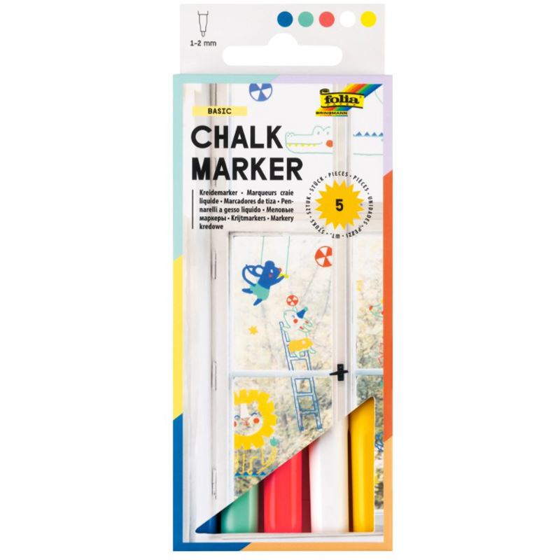 folia BASIC Kreidemarker farbsortiert 1,0 - 2,0 mm, 5 St.