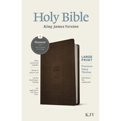 KJV Large Print Premium Value Thinline Bible, Filament Enabled (Leatherlike, Dark Brown Tile, Red Letter), Gebundene Ausgabe von , Tyndale House