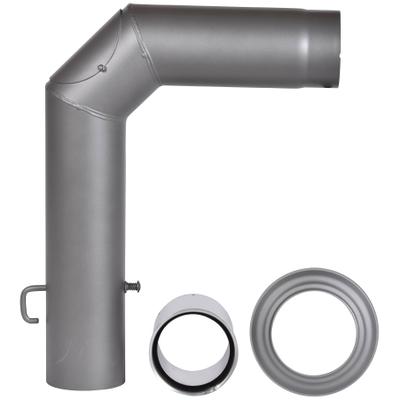 Ofenrohr FIREFIX, grau, B:14,5cm H:59cm L:49cm, Stahlblech, Rohre, Stahlblech, mit Drosselklappe