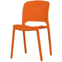 Packung mit 16 orangefarbenen Montana Rattan-Stühlen