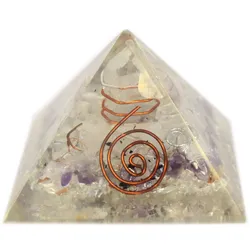 Med Orgonite Pyramid 55mm Gemchips and Copper