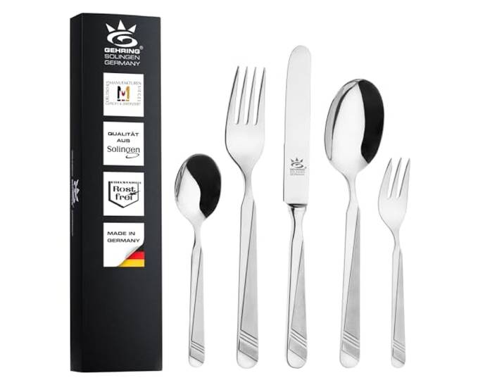 Gehring Solingen Besteck Set Esprit 30-teilig I Edelstahlbesteck I hochwertiges Essbesteck inklusive 6 Menümesser I Besteck Set 6 Personen I spülmaschinengeeignet I Made in Solingen Germany