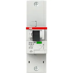 ABB S751DR-K80 Hauptleitungsschutzschalter SH-Schalter in K-Char., 25kA, 80A, 1P