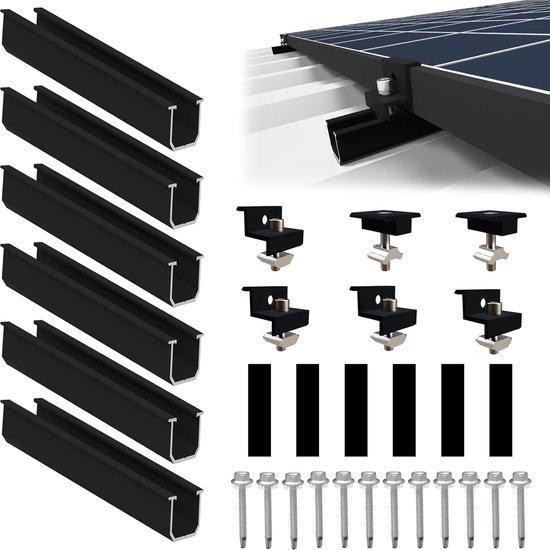 Kivora Zonnepaneelhouder voor 2 Module met 12 cm Rail en Verstelbare Klemmen