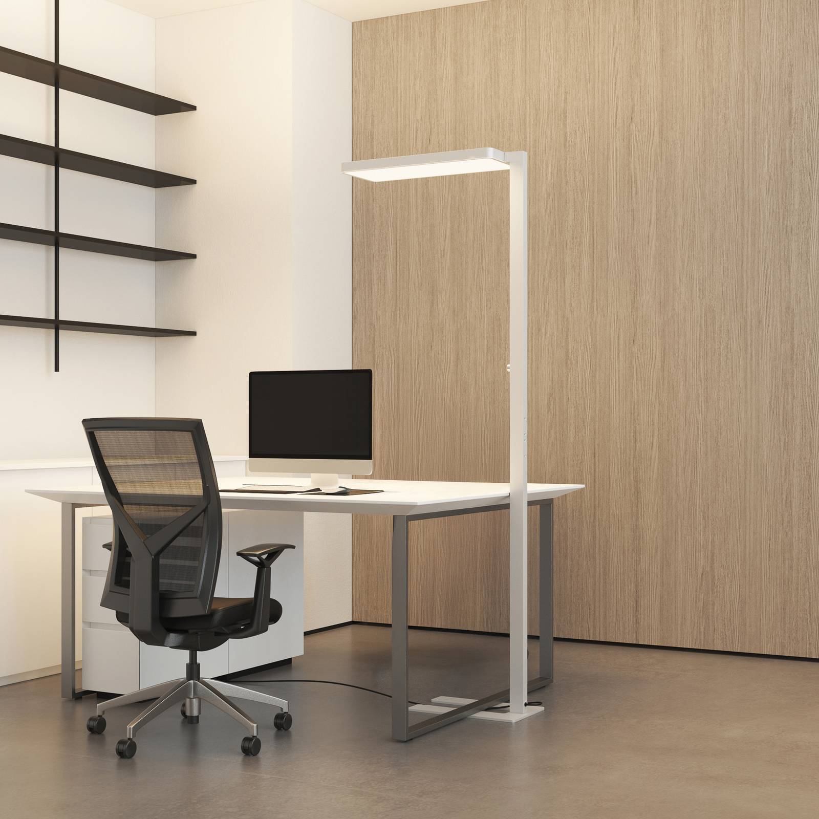 Arcchio LED floor lamp Timon, 195 cm, white, 54 W, aluminium Timon Arcchio, dimmable, White / opal, Workroom / Office, Aluminium, Modern, Floor Lamp