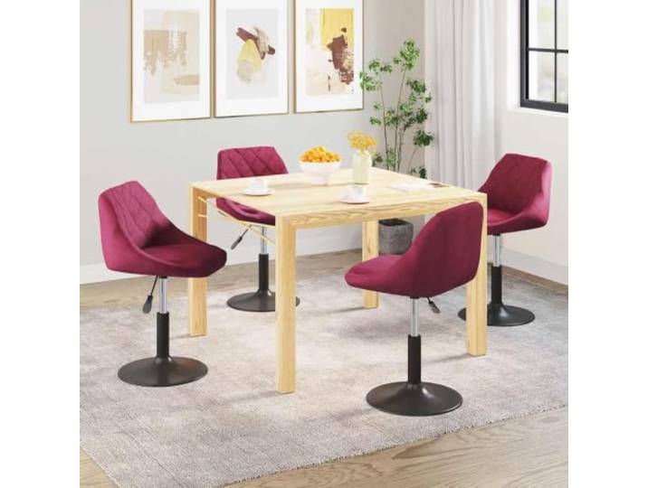 HGPOTUY Drehbare Esszimmerstühle 4 STK Weinrot Samt Höhenverstellbar, 360 Grad Drehung, Stabiler Stahlrahmen, Modernes Design