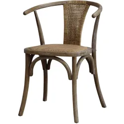 Chic Antique Französischer Essstuhl Flechtsitz, 50 x 45 x 79 cm, natur