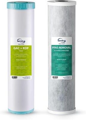 iSpring F2WGB22BPFKS Whole House Water Filter Set, SGS-Tested to Remove up to 99% PFAS, Reduces Heavy Metals, Chlorine, H2S