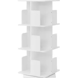 BÜCHERREGAL Kinder mit 3 Ebenen Weiß 40x94x40 cm Drehbar 360 Grad