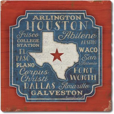 Thirstystone Texas Cities 4-Pack Tumbled Tile Stone Coasters with Protective Cork Backing Manufactured in The USA