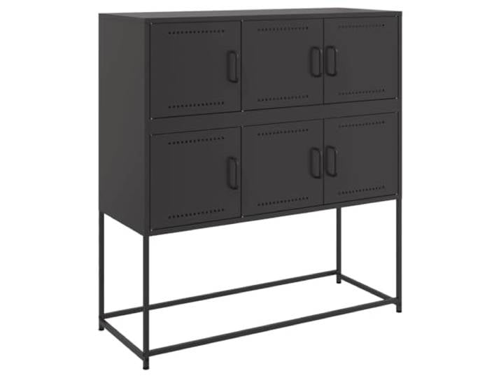 HKTMGDNG Sideboard Schwarz 100,5x39x107 cm Stahl Schrank 6 Türen Stabiler Standschrank für Wohnzimmer und Büro mit 6 Fächern zur geordneten Aufbewahrung von Akten und Zubehör.