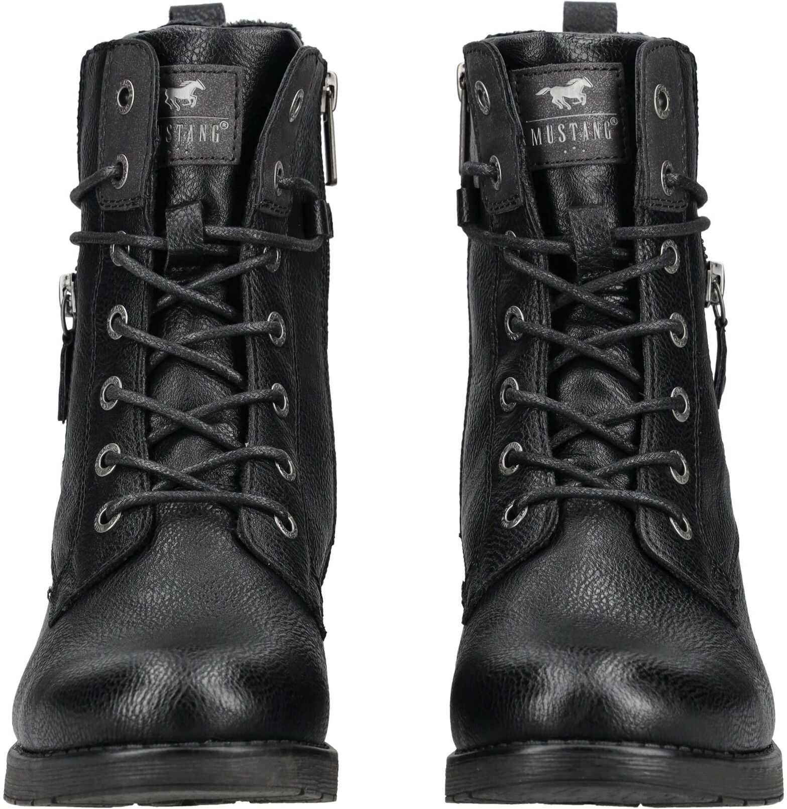 Schnürstiefelette MUSTANG SHOES "Mustang Shoes Stiefelette Lederimitat", Damen, Gr. 37, schwarz, Lederimitat, Schuhe Schnürstiefelette
