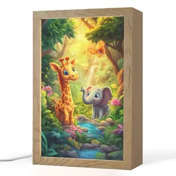 NACHTTISCHLAMPE Giraffe - Elefant - Blumen - Dschungel 20x30 cm