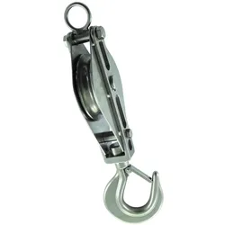 Seil-Block mit Wirbelkarabiner, A2/MS, für Seil 15mm, Rolle 75mm